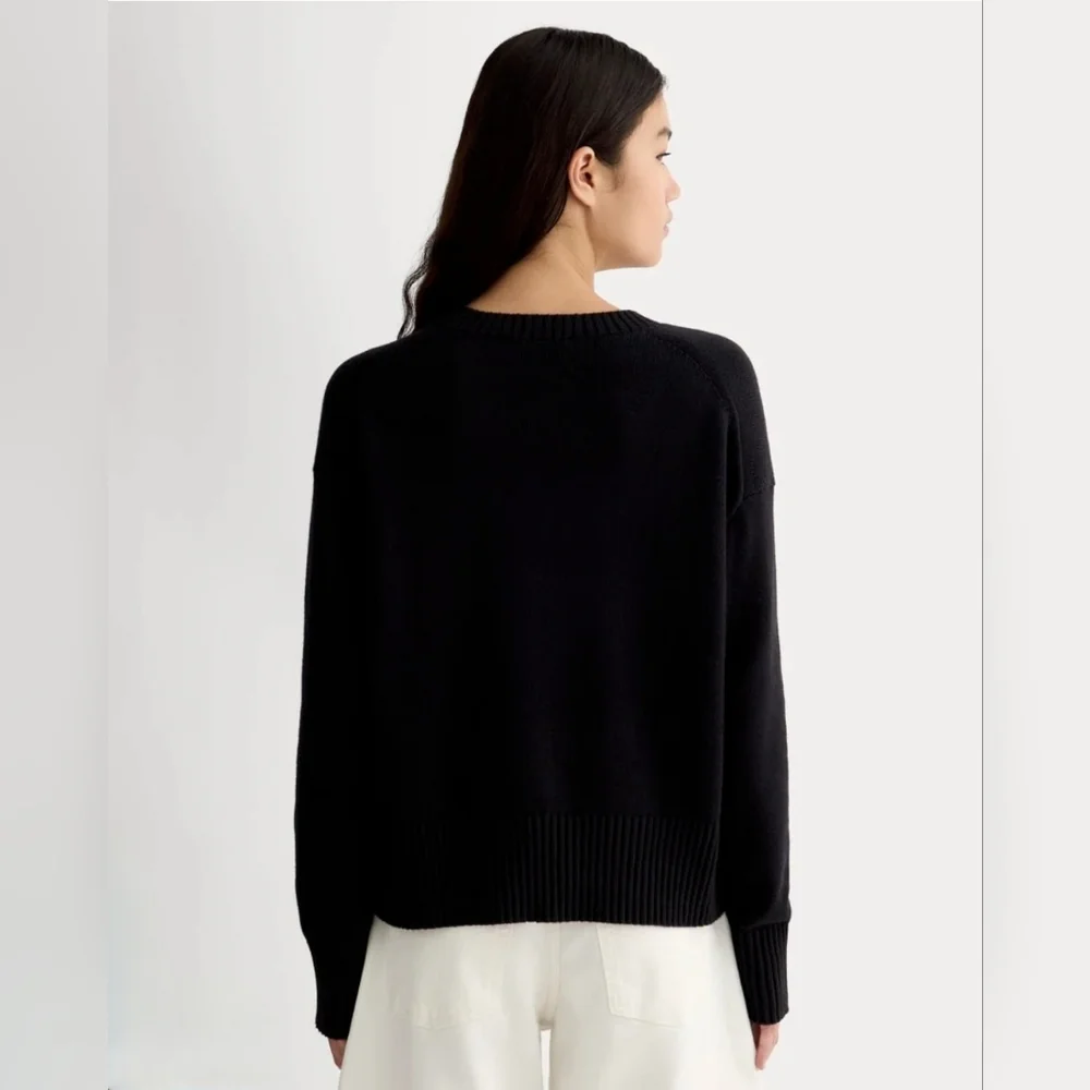 NWT Everlane The Boxy Sweater in Everyday Cotton Size XS In Black - Picture 9 of 11